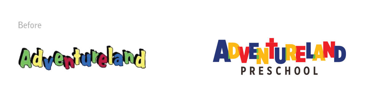 Adventureland logo before and after